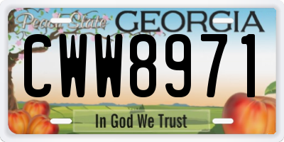 GA license plate CWW8971