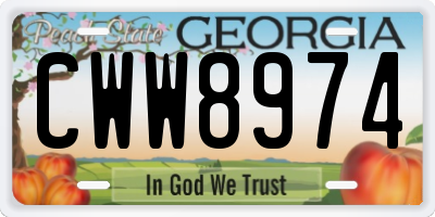 GA license plate CWW8974