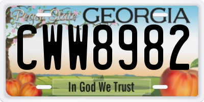 GA license plate CWW8982