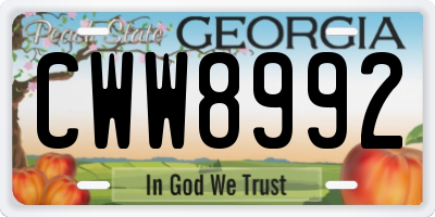 GA license plate CWW8992
