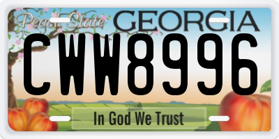 GA license plate CWW8996