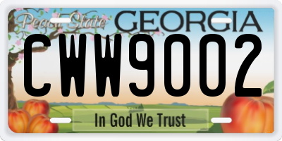 GA license plate CWW9002