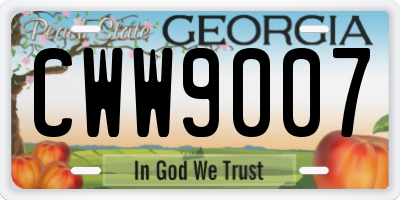 GA license plate CWW9007