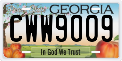GA license plate CWW9009