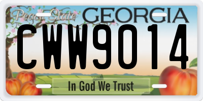 GA license plate CWW9014