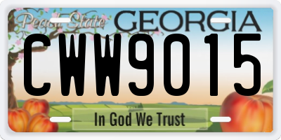 GA license plate CWW9015