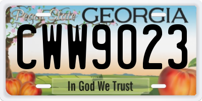 GA license plate CWW9023