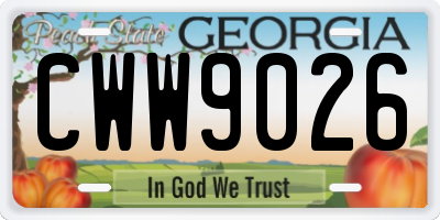 GA license plate CWW9026
