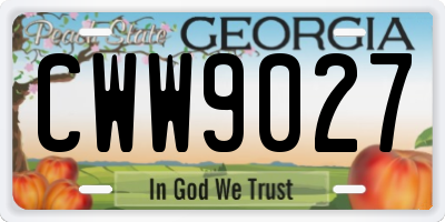 GA license plate CWW9027