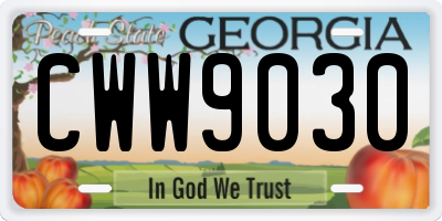 GA license plate CWW9030