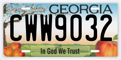 GA license plate CWW9032