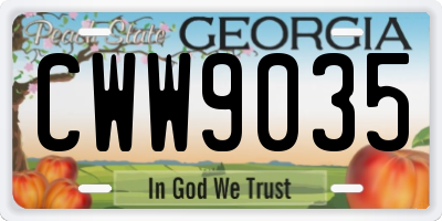 GA license plate CWW9035