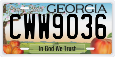 GA license plate CWW9036