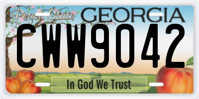 GA license plate CWW9042