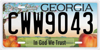 GA license plate CWW9043