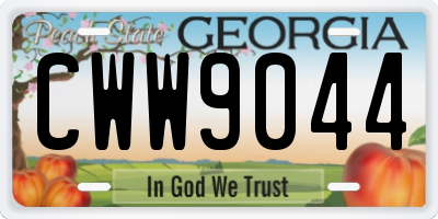 GA license plate CWW9044