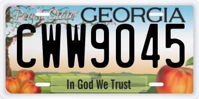 GA license plate CWW9045