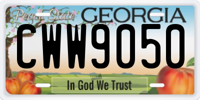 GA license plate CWW9050