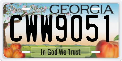 GA license plate CWW9051