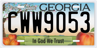 GA license plate CWW9053