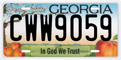GA license plate CWW9059