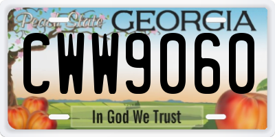 GA license plate CWW9060
