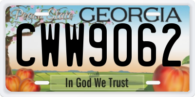 GA license plate CWW9062