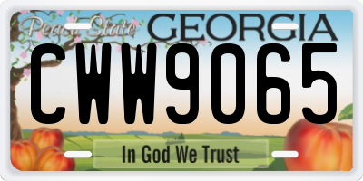 GA license plate CWW9065