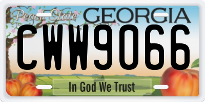 GA license plate CWW9066