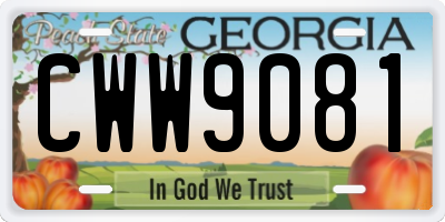 GA license plate CWW9081