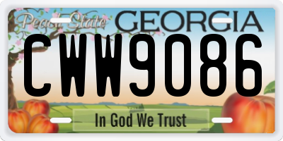 GA license plate CWW9086