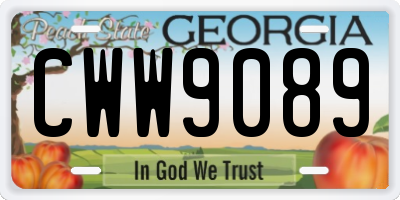 GA license plate CWW9089