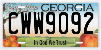 GA license plate CWW9092