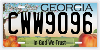 GA license plate CWW9096