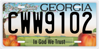GA license plate CWW9102