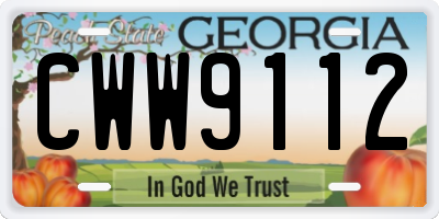 GA license plate CWW9112