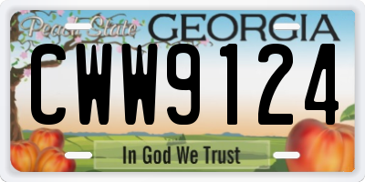 GA license plate CWW9124