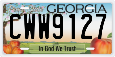 GA license plate CWW9127