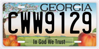 GA license plate CWW9129