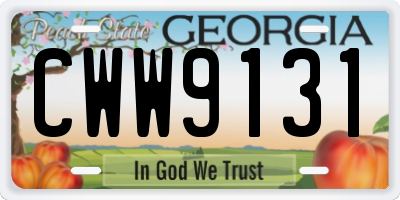 GA license plate CWW9131