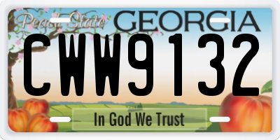 GA license plate CWW9132