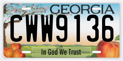GA license plate CWW9136
