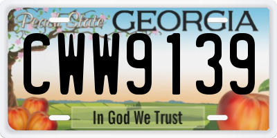 GA license plate CWW9139