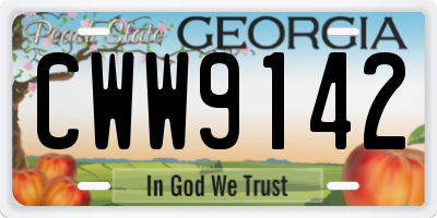 GA license plate CWW9142
