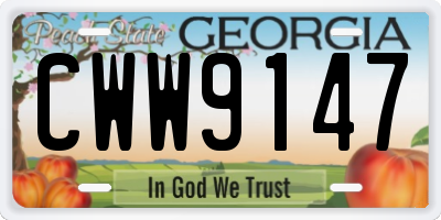 GA license plate CWW9147
