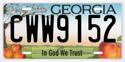 GA license plate CWW9152