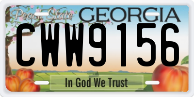 GA license plate CWW9156
