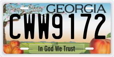 GA license plate CWW9172
