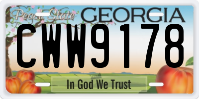 GA license plate CWW9178