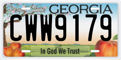GA license plate CWW9179